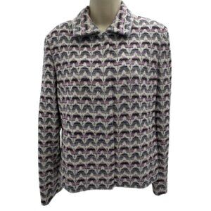 Women's Doncaster Fully Lined Wool Button Down Purple White Pink Blazer - 12